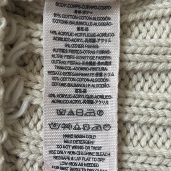 Free People Textured Knit Pullover Sweater Beige Small Cropped Neutral Top - Picture 4 of 6